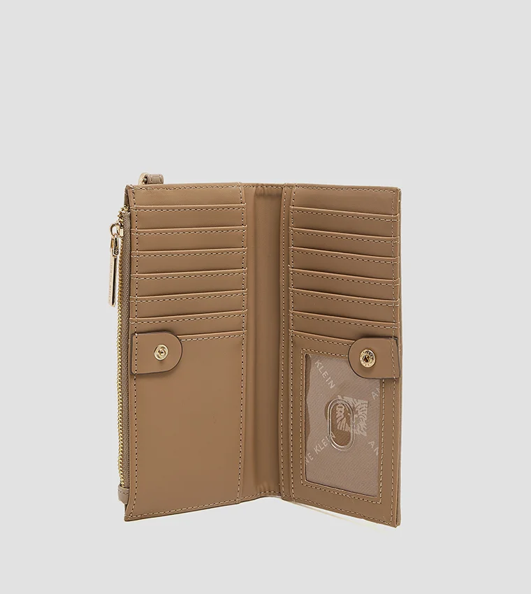 ANNE KLEIN  Anne Klein Croc Textured Zippered Bi-fold Wallet for Women | Best Price UAE